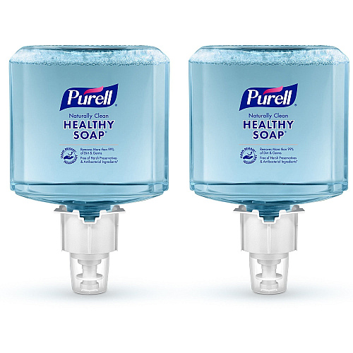 PURELL&reg; ES6 CRT HEALTHY SOAP&trade; Naturally Clean Foam Naturally Clean Scent - 1.27 quart - Dirt Remover, Kill Germs - Skin - Antibacterial - Blue - Preservative-free, Paraben-free, Phthalate-free, Dye-free, Bio-based, Quick Rinse - 2 / Car (647102)