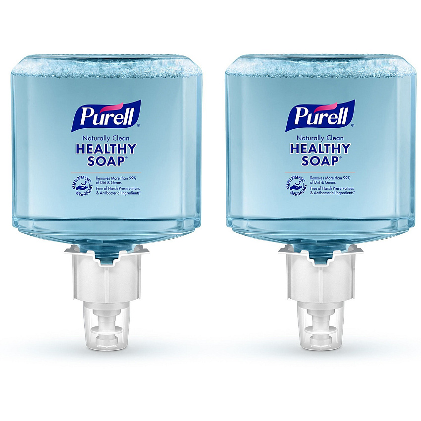 PURELL&reg; ES6 CRT HEALTHY SOAP&trade; Naturally Clean Foam Naturally Clean Scent - 1.27 quart - Dirt Remover, Kill Germs - Skin - Antibacterial - Blue - Preservative-free, Paraben-free, Phthalate-free, Dye-free, Bio-based, Quick Rinse - 2 / Car (647102)
