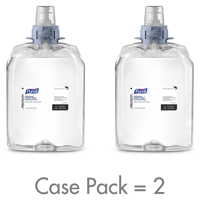 PURELL&reg; FMX-20 HEALTHY SOAP Fresh Scent Foam Fresh Scent - 2.11 quart - Dirt Remover, Kill Germs - Hand, Skin - Moisturizing - Clear - Dye-free, Pleasant Scent, Bio-based, Phthalate-free, Paraben-free, Triclosan-free - 2 / Carton (521502)