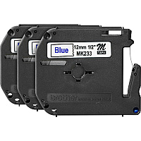 Brother P-touch Nonlaminated M Series Tape Cartridge 1/2" Width x 26 1/5" Length - Rectangle - Direct Thermal - White - Self-adhesive, Non-laminated - 3 / Bundle (MK233BD)