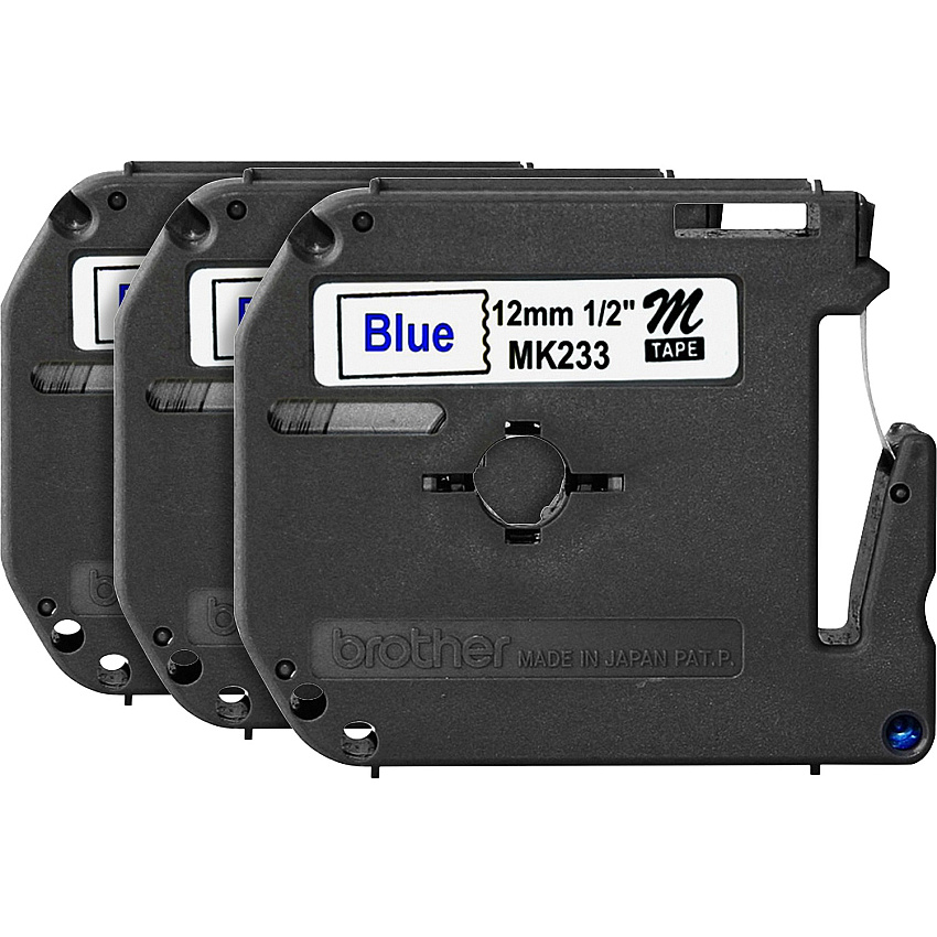 Brother P-touch Nonlaminated M Series Tape Cartridge 1/2" Width x 26 1/5" Length - Rectangle - Direct Thermal - White - Self-adhesive, Non-laminated - 3 / Bundle (MK233BD)