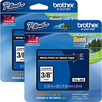 Brother P-touch TZe Laminated Tape Cartridges x 3/8" Width - Rectangle - White - Polyester Film, Polyethylene Terephthalate (PET) - Water Resistant - Laminated - Grease Resistant, Grime Resistant, Temperature Resistant - 2 / Bundle (TZE325BD)