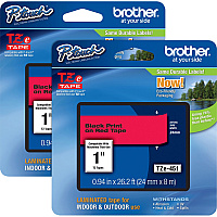 Brother P-touch TZe Laminated Tape Cartridges x 15/16" Width - Rectangle - Thermal Transfer - Black, Red - Water Resistant - Laminated - Chemical Resistant, Heat Resistant, Cold Resistant, Fade Resistant, Tearing Resistant - 2 / Bundle (TZE451BD)