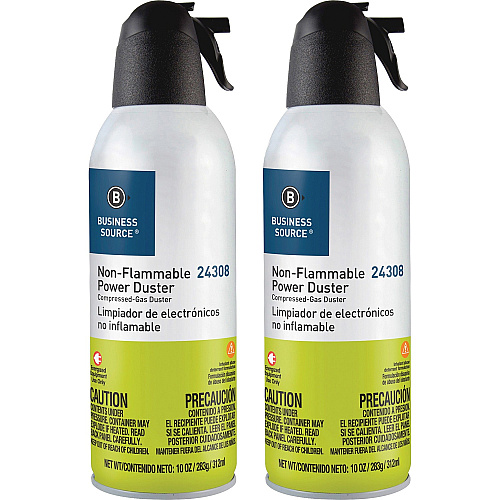 Business Source Nonflammable Power Duster For Computer Equipment - 10 oz - Non-flammable, Ozone-safeCan - 2 / Pack - Multi (BSN24309)