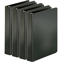 Business Source Basic Round Ring Binders 1" Binder Capacity - 240 Sheet Capacity - 3 Ring(s) - Fastener(s): Round Ring - Pocket(s): Inside Front & Back - Chipboard, Polypropylene - Black - Exposed Rivet, Sturdy, Open and Closed Triggers - 4 / (BSN28523BD)