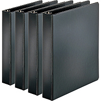 Business Source Basic Round Ring Binders 1 1/2" Binder Capacity - Letter - 8 1/2" x 11" Sheet Size - 350 Sheet Capacity - 3 Ring(s) - Fastener(s): Round Ring - Pocket(s): Internal - Chipboard, Polypropylene - Black - Exposed Rivet, Sturdy - 4 (BSN28552BD)