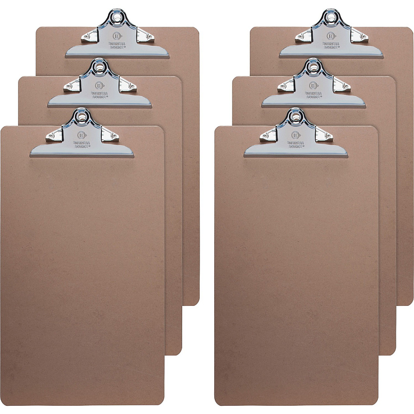 Business Source Hardboard Clipboard 9" x 15 1/2" Sheet Size - Hardboard - Brown - 6 / Bundle (BSN28554BD)