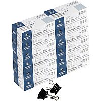 Business Source Fold-back Binder Clips Medium - 1.3" Length x 1.3" Width - 0.63" Size Capacity - Black - Steel - 1 Dozen/Box - 120 / Carton (BSN36551CT)