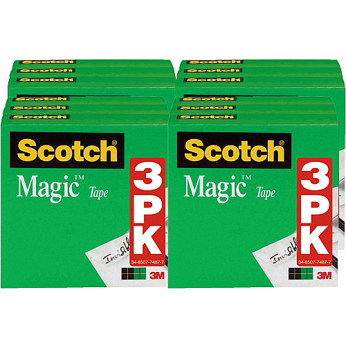 Scotch 1/2"W Magic Tape 36 yd Length x 0.50" Width - 1" Core - Matte - Clear - For Mending, Splicing - 3/Pack - 4 / Bundle (810H3BD)