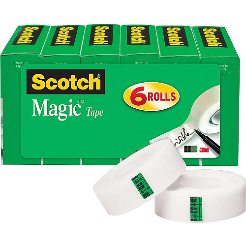 Scotch 3/4"W Magic Tape 27.78 yd Length x 0.75" Width - 1" Core - Transparent - Yellowing Resistant - For Office, Home, School, Mending - 6/Pack - 2 / Bundle (810K6BD)