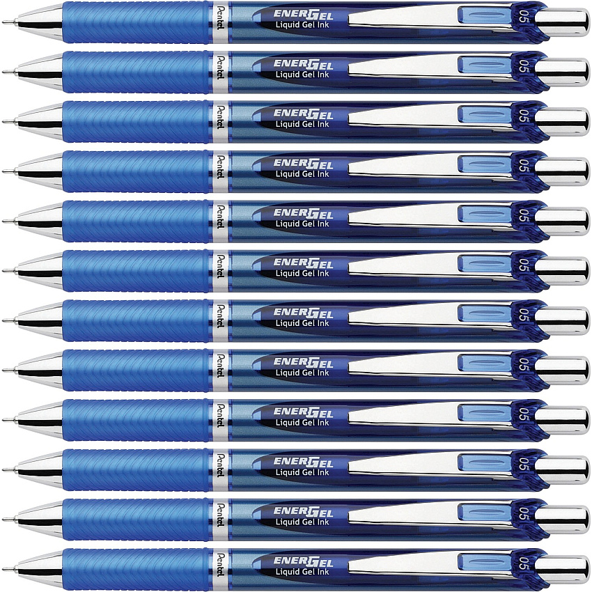 EnerGel EnerGel RTX Liquid Gel Pens 0.5 mm Fine Needle Pen Point - Refillable - Retractable - Blue Ink - Gel-based - Blue Barrel - Stainless Steel Tip - 12 / Box (BLN75CBX)