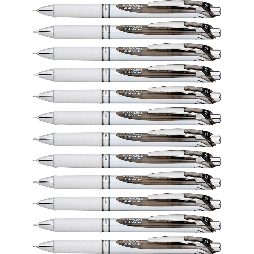 EnerGel EnerGel Pearl Liquid Gel Pens 0.5 mm Fine Needle Pen Point - Refillable - Retractable - Black Ink - Gel-based - Pearl White Barrel - Stainless Steel Tip - 1 Dozen (BLN75PWADZ)