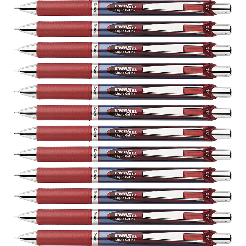 EnerGel EnerGel RTX Liquid Gel Pens 0.7 mm Medium Needle Pen Point - Refillable - Retractable - Red Ink - Gel-based - Blue Barrel - Stainless Steel Tip - 12 / Box (BLN77BBX)