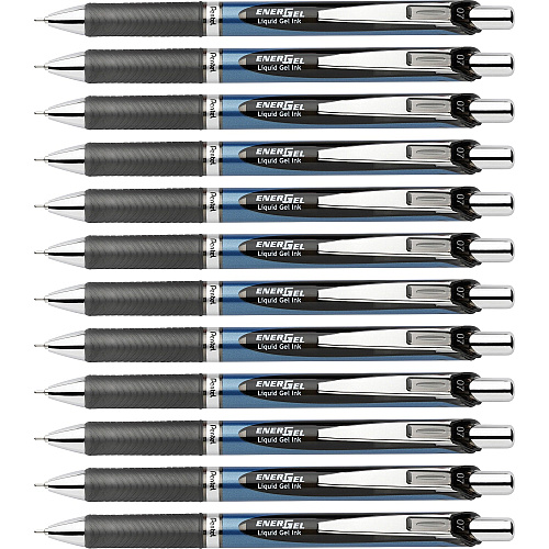 EnerGel EnerGel RTX Liquid Gel Pens 0.7 mm Medium Needle Pen Point - Refillable - Retractable - Black Ink - Gel-based - Blue Barrel - Stainless Steel Tip - 2/Pack - 6 / Box (BLN77BP2ABX)