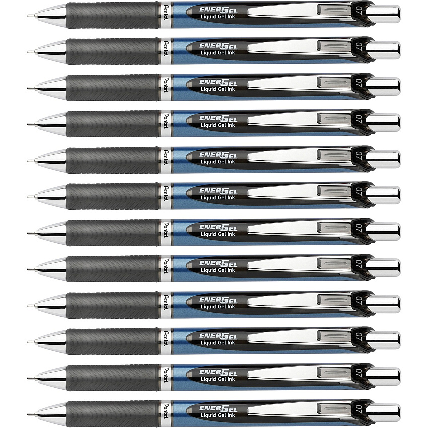 EnerGel EnerGel RTX Liquid Gel Pens 0.7 mm Medium Needle Pen Point - Refillable - Retractable - Black Ink - Gel-based - Blue Barrel - Stainless Steel Tip - 2/Pack - 6 / Box (BLN77BP2ABX)