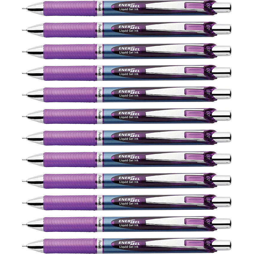 EnerGel EnerGel RTX Liquid Gel Pens 0.7 mm Medium Needle Pen Point - Refillable - Retractable - Violet Ink - Gel-based - Blue Barrel - Stainless Steel Tip - 12 / Box (BLN77VBX)