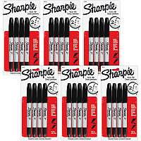 Sharpie Twin Tip Permanent Markers Fine, Ultra Fine Marker Point - Black Ink - Alcohol Based - 4/Pack - 6 / Bag (32175PPBG)