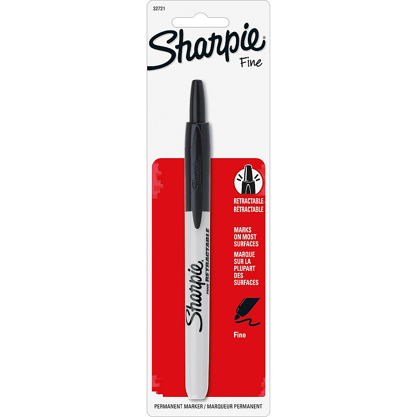 Sharpie Precision Permanent Marker Fine Marker Point - Retractable - Black Ink - 6 / Box (32721PPBX)