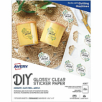Avery&reg; Permanent Sticker Paper Letter - 8 1/2" x 11" - Printable, Permanent, Print-to-the-edge, Acid-free, Lignin-free - Glossy, Clear - 7/Pack - 1 Carton (04397)