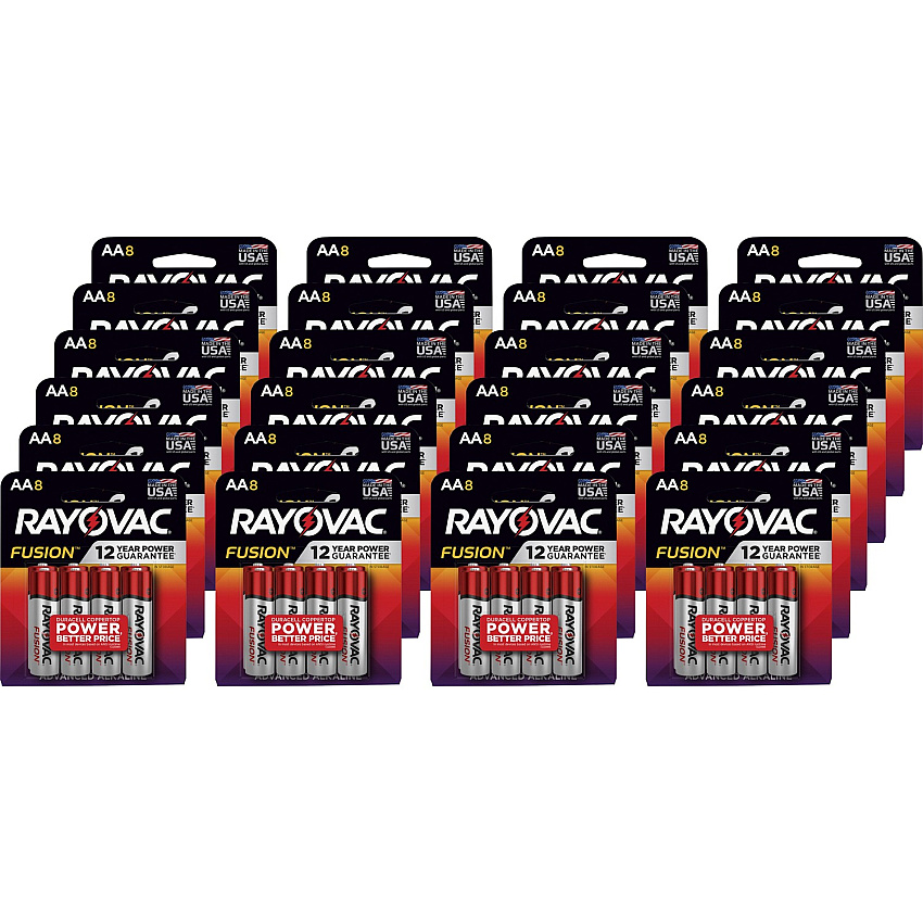 Rayovac Fusion Advanced Alkaline AA Battery 8-Packs For Multipurpose - AA - 8/Pack - 24 / Carton (8158TFUSKCT)