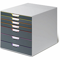 DURABLE VARICOLOR 7 7 Drawer(s) - 11" Height x 11.50" Width x 14" Depth - Desktop - Non-slip Feet, Stackable - Gray - Plastic - 1 Each (760727)