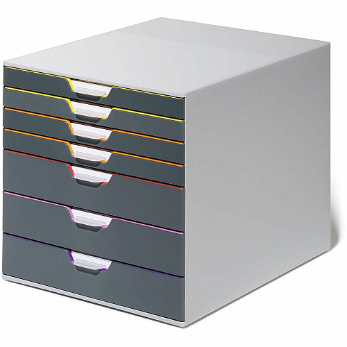 DURABLE VARICOLOR 7 7 Drawer(s) - 11" Height x 11.50" Width x 14" Depth - Desktop - Non-slip Feet, Stackable - Gray - Plastic - 1 Each (760727)