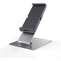 DURABLE® TABLET HOLDER Desk Stand 9.5" Height x 6.1" Width x 7.2" Depth - Steel, Aluminum, Acrylonitrile Butadiene Styrene (ABS) - Silver - 1 Each (893023)