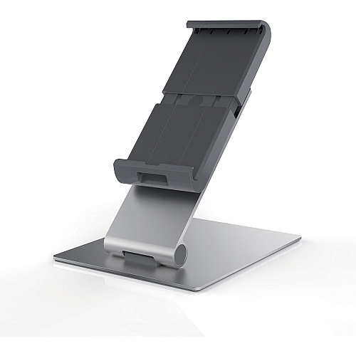 DURABLE&reg; TABLET HOLDER Desk Stand 9.5" Height x 6.1" Width x 7.2" Depth - Steel, Aluminum, Acrylonitrile Butadiene Styrene (ABS) - Silver - 1 Each (893023)