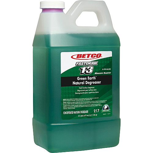 Betco Green Earth Natural Degreaser - FASTDRAW 13 Concentrate - 67.6 fl oz (2.1 quart) - Bio-based, Phosphate-free, Spill Proof - Dark Green - 1 Each (2174700)