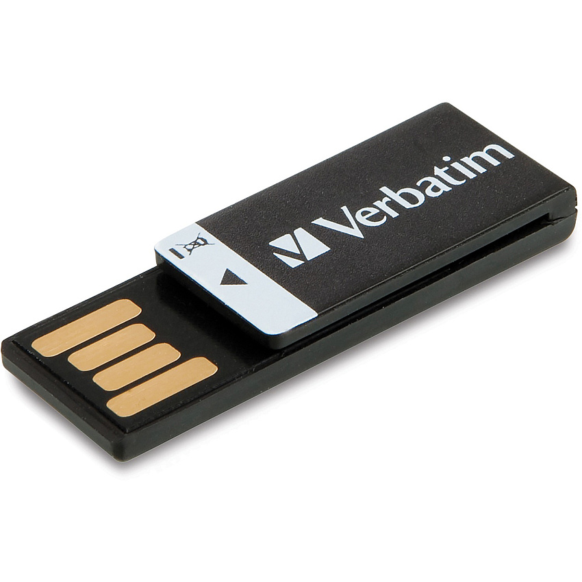 Microban 16GB Clip-it USB Flash Drive - Black 16 GB - USB 2.0 Type A - Black - Lifetime Warranty - 1 Each (43951)