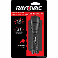 Rayovac RoughNeck 3AAA LED Tactical Flashlight LED - 260 lm Lumen - 3 x AAA - Alkaline - Battery - Aluminum - Water Resistant, Drop Resistant - Black - 1 Each (RN3AAABA)