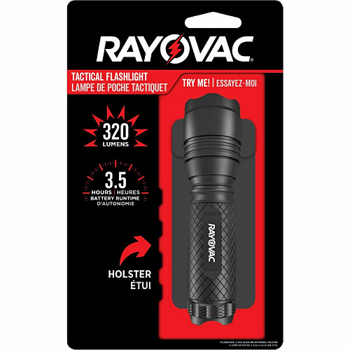 Rayovac RoughNeck 3AAA LED Tactical Flashlight LED - 260 lm Lumen - 3 x AAA - Alkaline - Battery - Aluminum - Water Resistant, Drop Resistant - Black - 1 Each (RN3AAABA)