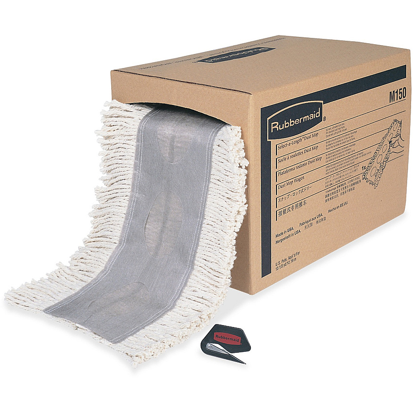Rubbermaid Commercial Continuous Roll Dust Mop 5" Width x 40" Length - Cotton - 1 / Carton (M15000WH)