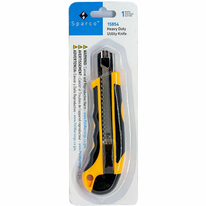 Sparco Cartridge Utility Knife 6.5" Height x 1.8" Width x 0.5" Length - Heavy Duty - Black - 1 Each (15854)
