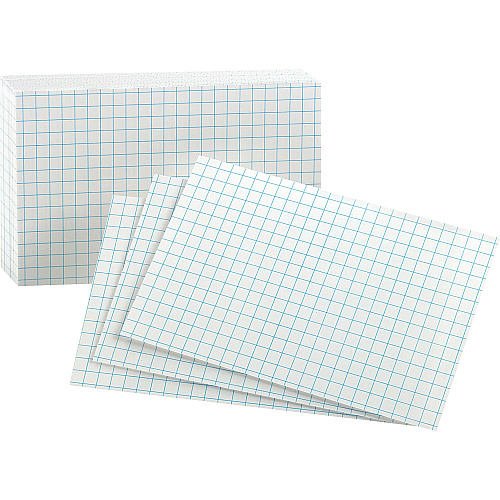 Oxford Graph Index Cards 3" x 5" - 90 lb Basis Weight - Sustainable Forestry Initiative (SFI) - White - 100 / Pack (02035)
