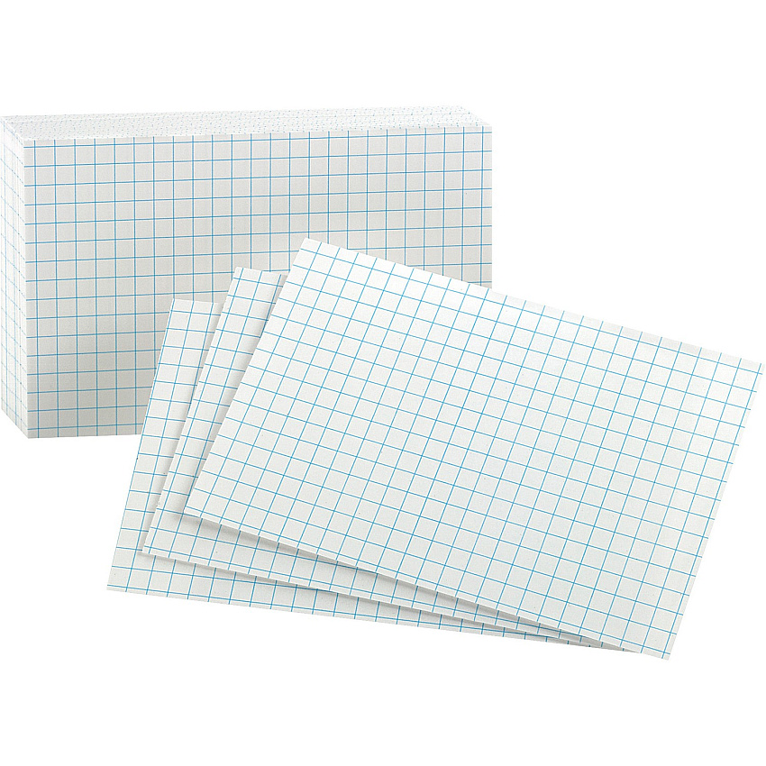 Oxford Graph Index Cards 3" x 5" - 90 lb Basis Weight - Sustainable Forestry Initiative (SFI) - White - 100 / Pack (02035)