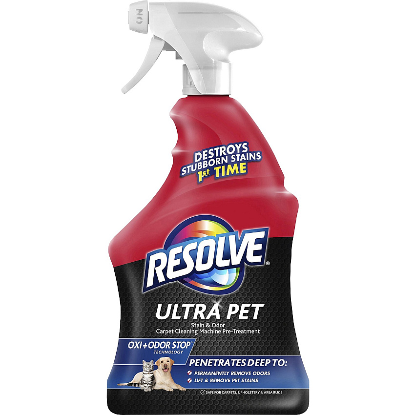 Resolve Ultra Stain/Odor Remover For Cat, Dog - Recommended for Stain Removal, Odor Removal, Urine Stain, Feces, Urine Smell, Vomit, Red Wine, Juice, Residue, Food Stain - Fresh Scent - 1 quart - 1 Each (99305)