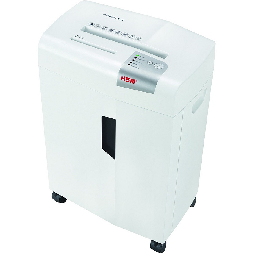 HSM shredstar X14 - 5/32" x 1 7/16" + Sep. CD Cutting Unit Particle Cut - 13 Per Pass - for shredding CD, DVD, Paper, Credit Card, Staples, Paper Clip - 0.156" x 1.438" Shred Size - P-4/O-1/T-2/E-2/F-1 - 9.06" Throat - 6.10 gal Wastebin Capacity (1057123)