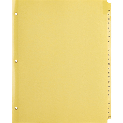 Business Source A-Z Clear Plastic Tab Index Dividers Printed Tab(s) - Character - A-Z - 25 Tab(s)/Set - 8.5" Divider Width x 11" Divider Length - Letter - 3 Hole Punched - Buff Divider - Buff Plastic Tab(s) - 25 / Set (BSN01806)