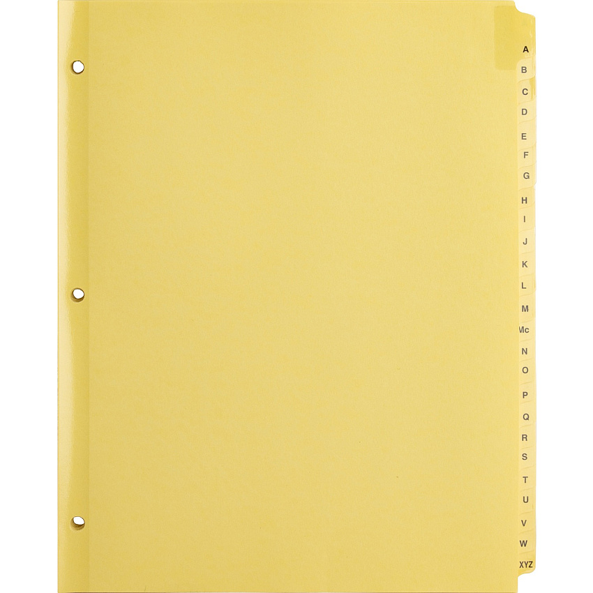 Business Source A-Z Clear Plastic Tab Index Dividers Printed Tab(s) - Character - A-Z - 25 Tab(s)/Set - 8.5" Divider Width x 11" Divider Length - Letter - 3 Hole Punched - Buff Divider - Buff Plastic Tab(s) - 25 / Set (BSN01806)