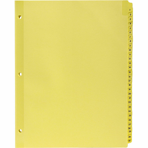 Business Source Preprinted 1-31 Tab Index Dividers Printed Tab(s) - Digit - 1-31 - 31 Tab(s)/Set - 8.5" Divider Width x 11" Divider Length - Letter - 3 Hole Punched - Buff Buff Paper Divider - Buff Plastic Tab(s) - Punched, Durable, Heavy Duty, (BSN01808)