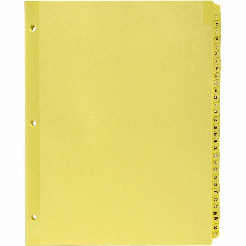 Business Source Preprinted 1-31 Tab Index Dividers Printed Tab(s) - Digit - 1-31 - 31 Tab(s)/Set - 8.5" Divider Width x 11" Divider Length - Letter - 3 Hole Punched - Buff Buff Paper Divider - Buff Plastic Tab(s) - Punched, Durable, Heavy Duty, (BSN01808)