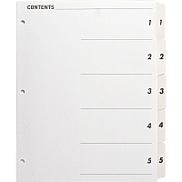 Business Source Table of Content Quick Index Dividers Printed Tab(s) - Digit - 1-5 - 5 Tab(s)/Set - 8.5" Divider Width x 11" Divider Length - 3 Hole Punched - White Divider - White Mylar Tab(s) - 5 / Set (BSN05852)