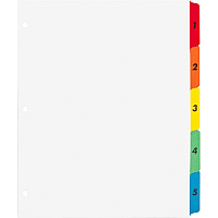 Business Source Table of Content Quick Index Dividers Printed Tab(s) - Digit - 1-5 - 5 Tab(s)/Set - 8.5