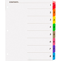 Business Source Table of Content Quick Index Dividers Printed Tab(s) - Digit - 1-8 - 8 Tab(s)/Set - 8.5