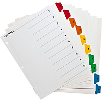 Business Source Table of Content Quick Index Dividers Printed Tab(s) - Digit - 1-10 - 10 Tab(s)/Set - 8.5" Divider Width x 11" Divider Length - 3 Hole Punched - Multicolor Divider - Multicolor Mylar Tab(s) - 10 / Set (BSN21902)