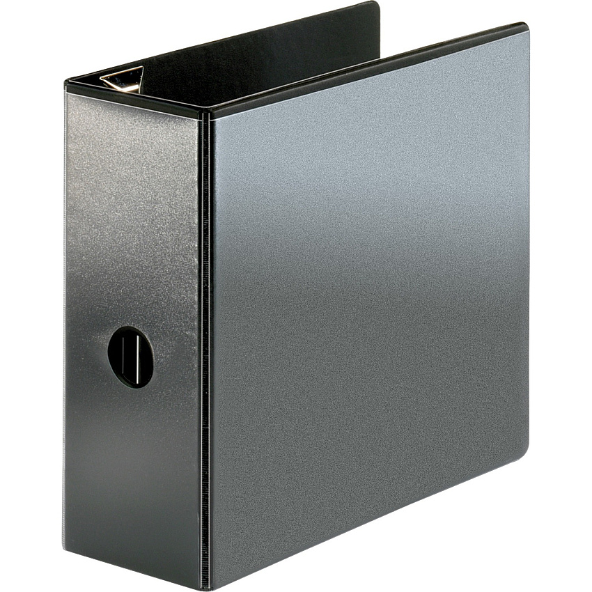 Business Source Locking D-Ring View Binder 5" Binder Capacity - Letter - 8 1/2" x 11" Sheet Size - 925 Sheet Capacity - Fastener(s): D-Ring - Polypropylene, Chipboard - Black - Recycled - Locking Ring, Clear Overlay, Non-glare, Acid-free, Expos (BSN26966)