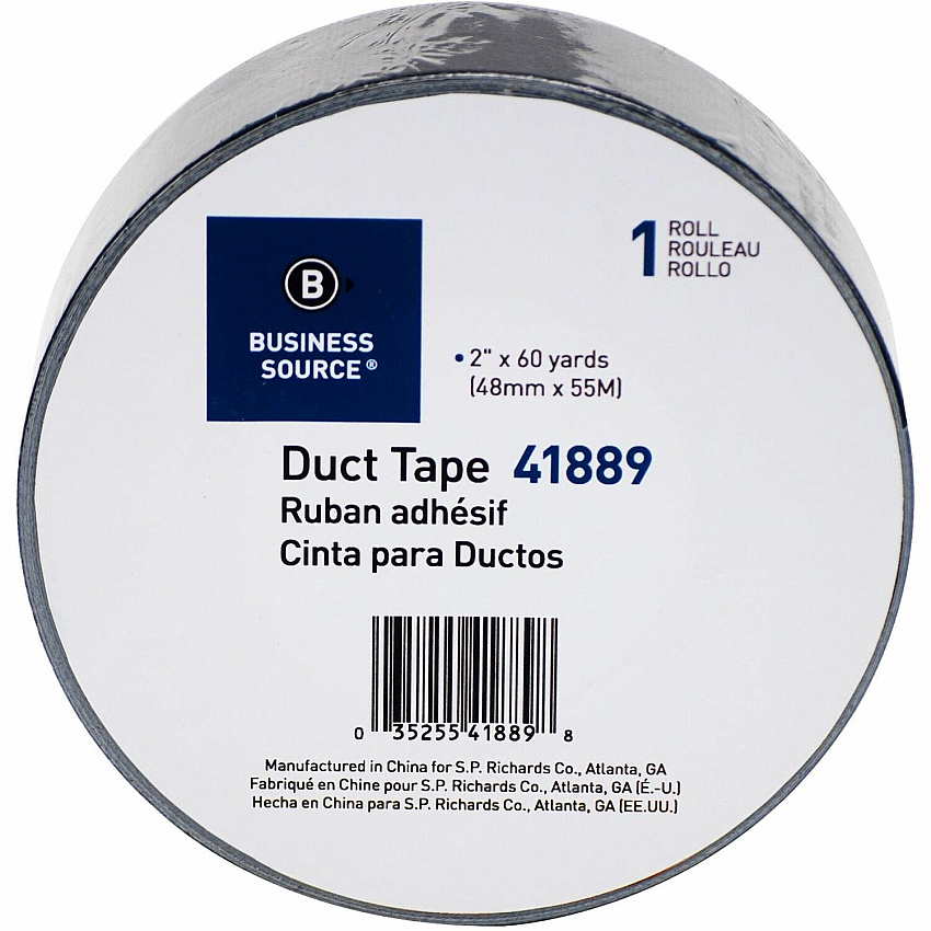 Business Source General-purpose Duct Tape 60 yd Length x 2" Width x 9 mil Thickness - Black - For Indoor, Outdoor, General Purpose, Wrapping, Sealing - 1 Roll (BSN41889)