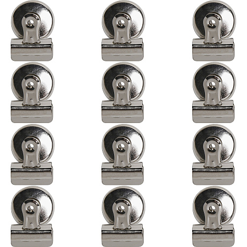 Business Source Magnetic Grip Clips No. 1 - 1.3" Width - for Paper - Magnetic Backing, Heavy Duty - Silver - 12 / Box (BSN58504BX)