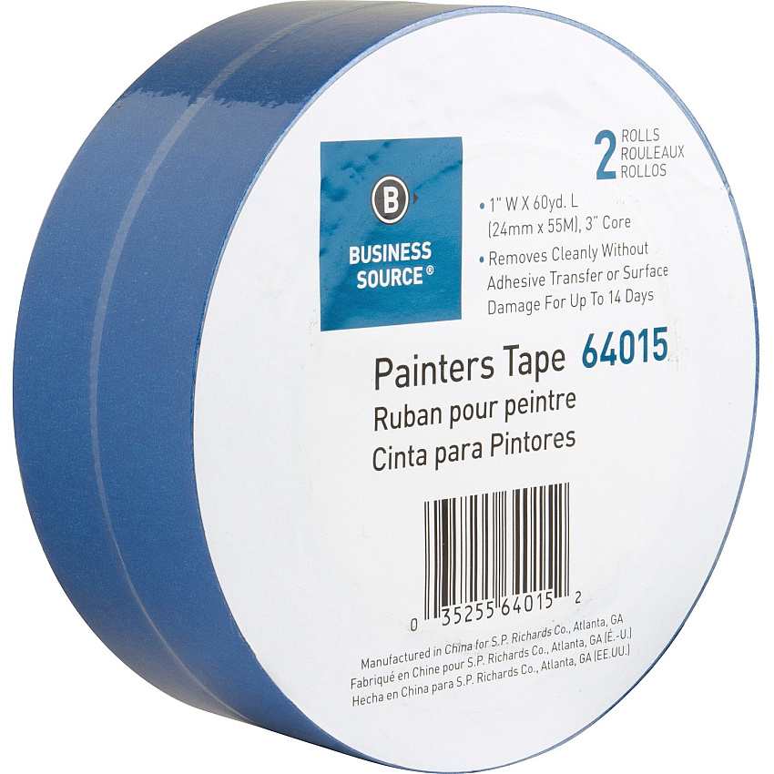 Business Source Multisurface Painter's Tape 60 yd Length x 1" Width x 5.5 mil Thickness - Blue - 2 / Pack (BSN64015)